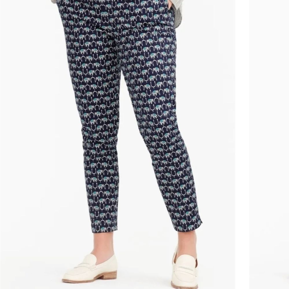 J. CREW Blue Elephant Print Pants size 0 - Picture 4 of 10